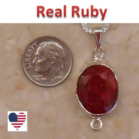 Jewelry - real RUBY sterling silver pendant SJ500-02
